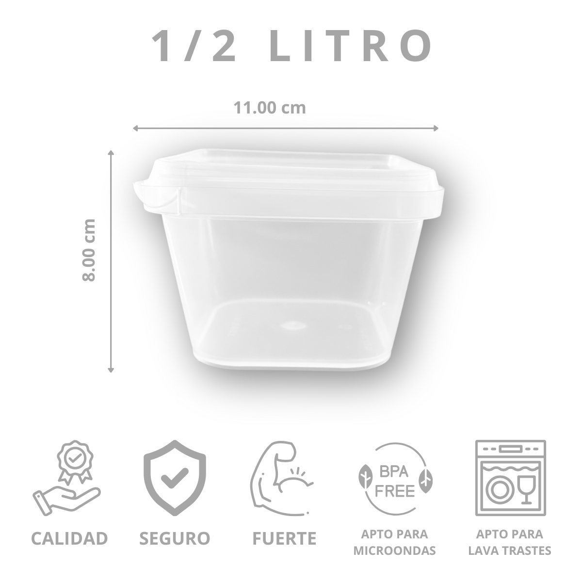 Bote cuadrado 1/2 litro